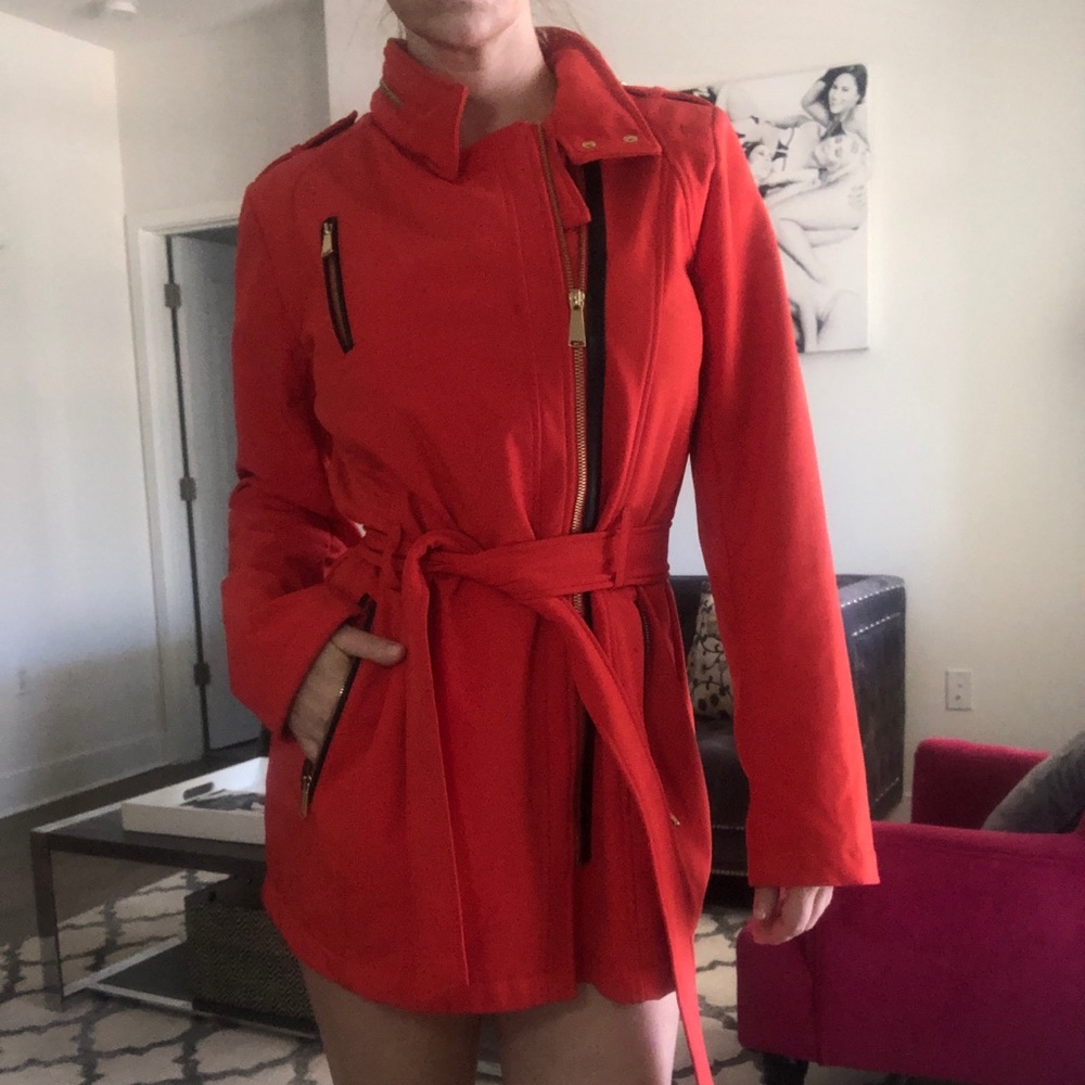 Michael Kors Red Trench Coat Jacket